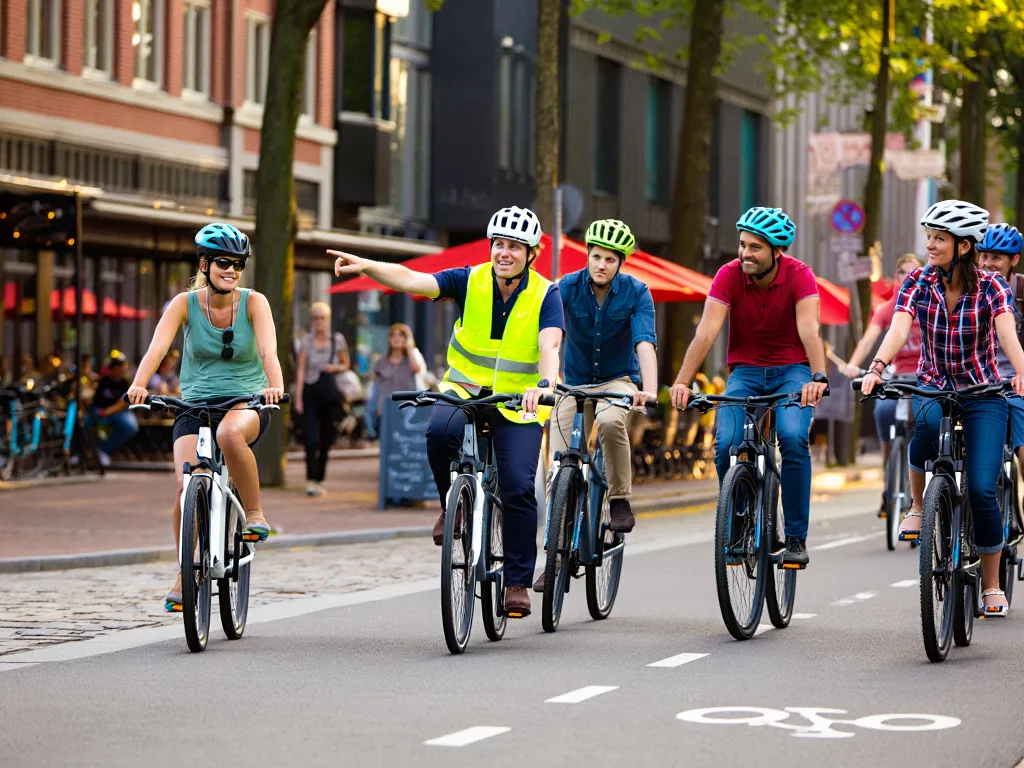 Guidet gruppecykeltur Gruppe på guidet cykeltur i byen