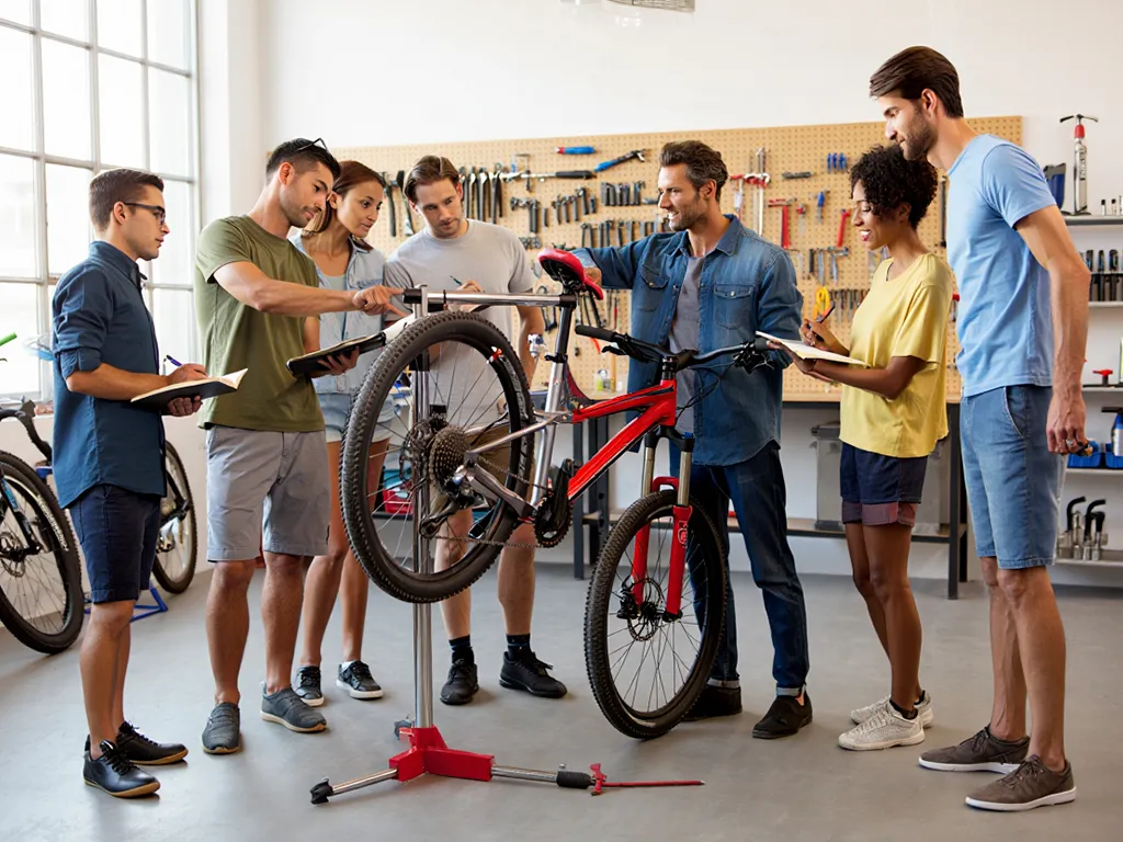 Deltagere i en Ditechvo cykelworkshop Gruppe af cyklister under en workshop
